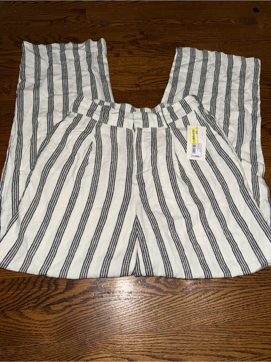 a new day Pants - a new day White and Black Striped Boot Cut Pants